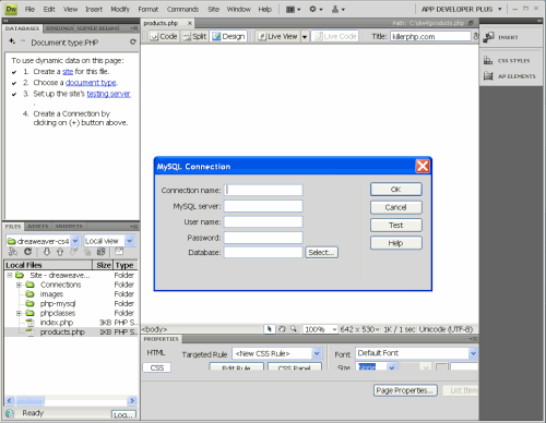 Screenshot: Databases Tab