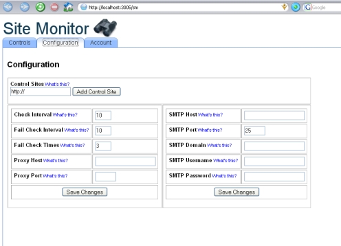 site monitor control panel